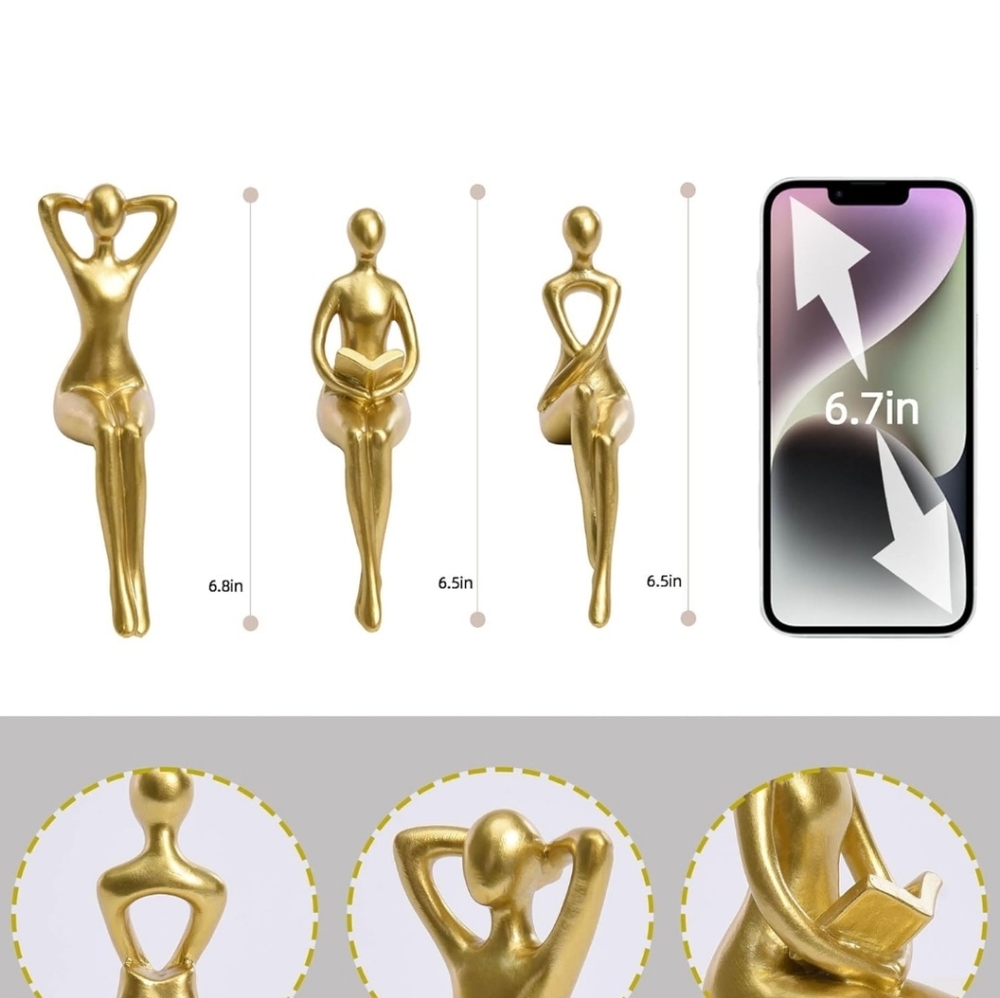 Elegant Gold Figurine Set for Home Decor - Picture 3 of 5
